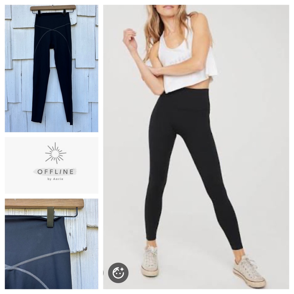 OFFLINE‎ by Aerie Black Goals 7/8 High Rise  Leggings Activewear Womens Size S